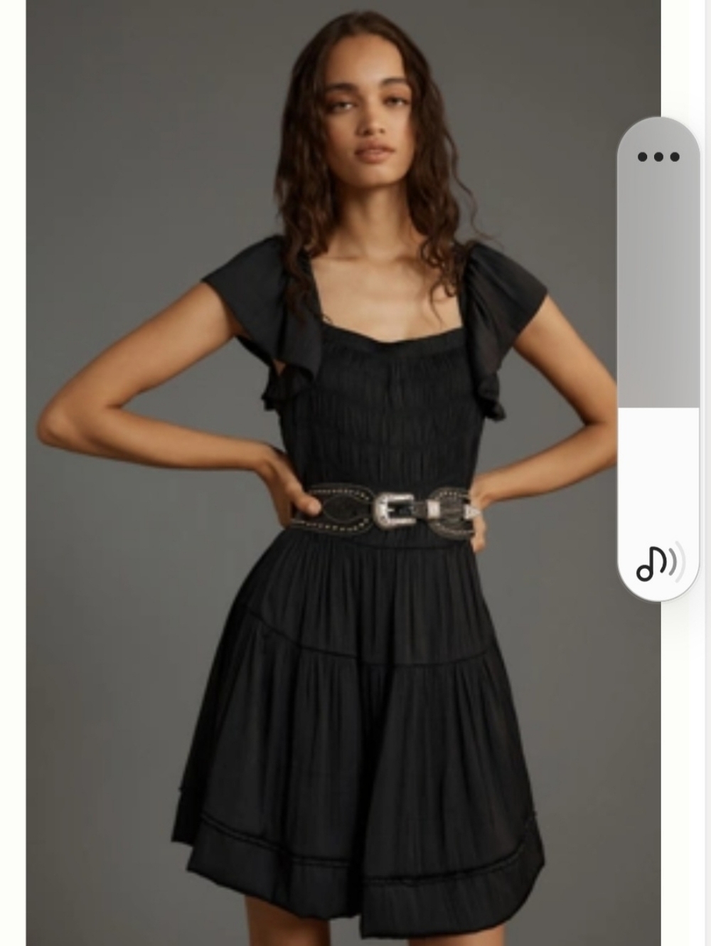 NWT Anthropologie Black Flutter Sleeve Square Neck Mini Dress Size M